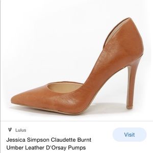 Jessica Simpson Claudette Burnt Umber  Leather D’Orsay Pumps size 9